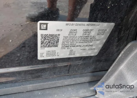 2020 Chevrolet Traverse Awd Lt Leather from USA, damaged, VIN 1GNEVHKW5LJ141241